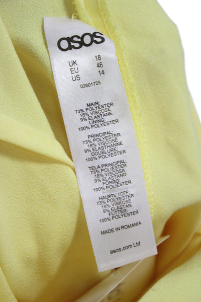 Asos Women Yellow Square Neck Sleeveless Jumpsuit Size 14