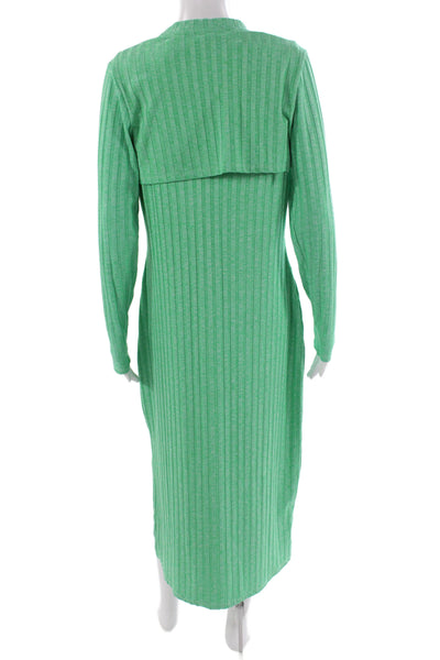 River Island Womens Sweater Dress Green Striped Long Sleeve Viscose Size 12