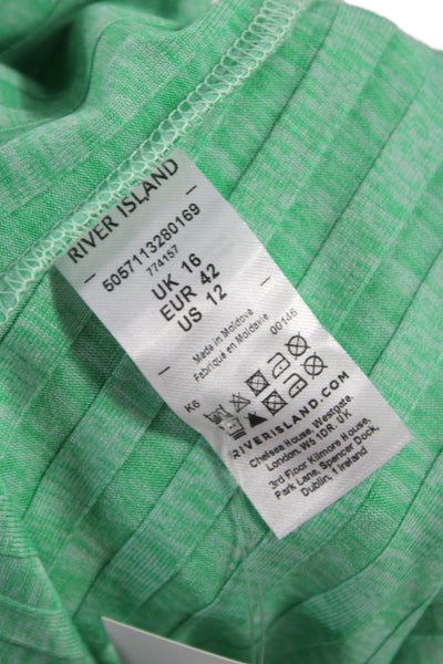 River Island Womens Sweater Dress Green Striped Long Sleeve Viscose Size 12