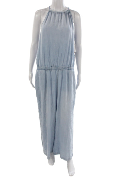 Cloth & Stone Womens Light Blue Sleeveless High Neck Jumpsuit Tencel Size XL