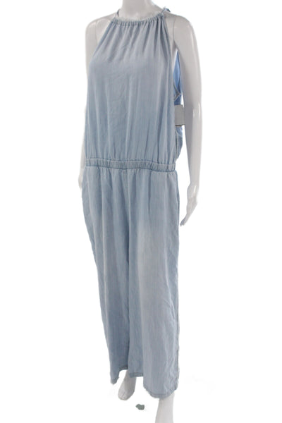 Cloth & Stone Womens Light Blue Sleeveless High Neck Jumpsuit Tencel Size XL