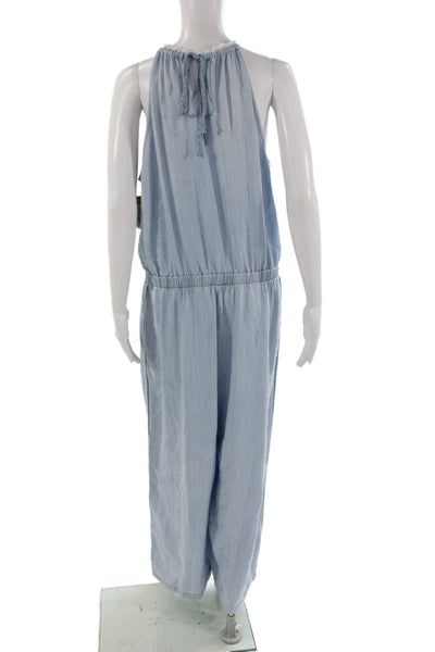 Cloth & Stone Womens Light Blue Sleeveless High Neck Jumpsuit Tencel Size XL