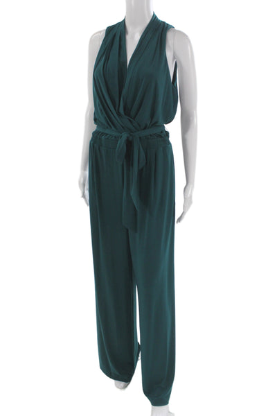 Vince Camuto Womens Sleeveless V-Neck Solid Green Jumpsuit Size 10