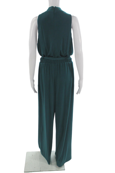 Vince Camuto Womens Sleeveless V-Neck Solid Green Jumpsuit Size 10