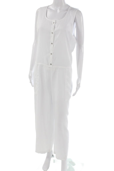 Vince Camuto Womens Sleeveless Scoop Neck White Jumpsuit Size M