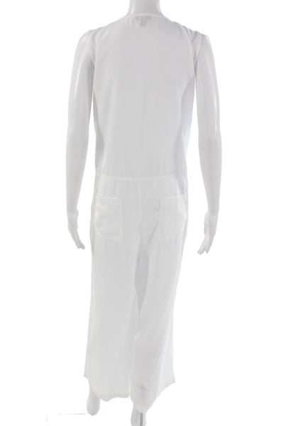 Vince Camuto Womens Sleeveless Scoop Neck White Jumpsuit Size M