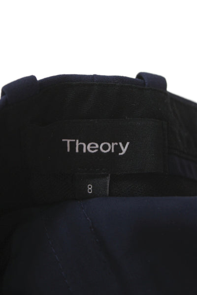 Theory Unisex Ankle Dress Pants Dark Blue Wool Hook & Eye Size 8