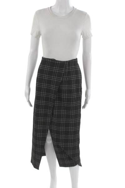M.M. Lafleur Women Wrap Pencil Midi Plaid Black Skirt Size 8