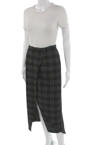 M.M. Lafleur Women Wrap Pencil Midi Plaid Black Skirt Size 8