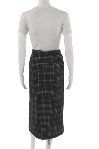 M.M. Lafleur Women Wrap Pencil Midi Plaid Black Skirt Size 8