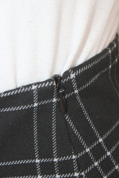 M.M. Lafleur Women Wrap Pencil Midi Plaid Black Skirt Size 8