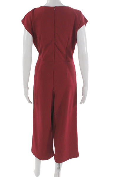Ettitwa Womens Red V-Neck Sleeveless Jumpsuit Size M