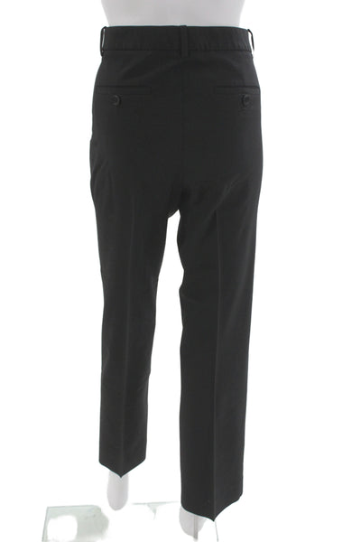 Theory Unisex Dress Pants Black Virgin Wool Button Closure Size 8