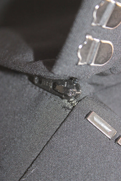 Theory Unisex Dress Pants Black Virgin Wool Button Closure Size 8
