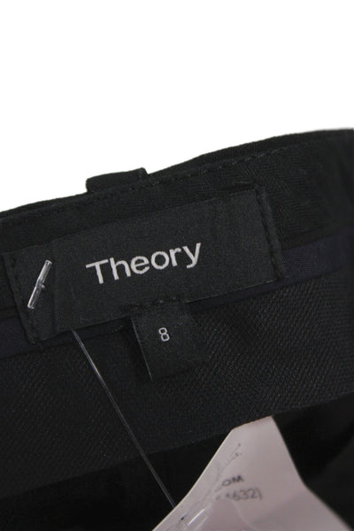 Theory Unisex Dress Pants Black Virgin Wool Button Closure Size 8