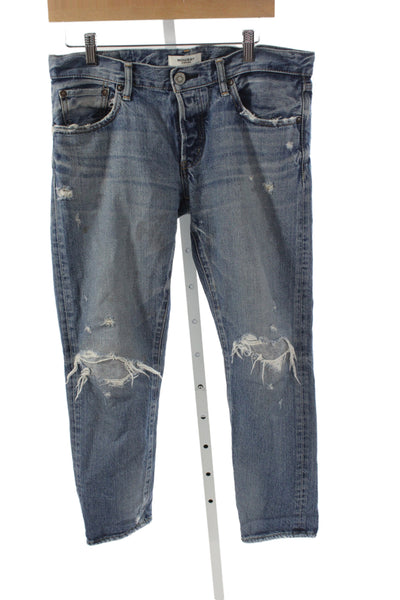 Moussy Womens Boyfriend Cropped Blue Jeans Mid Rise Cotton Inseam 27 Size 25