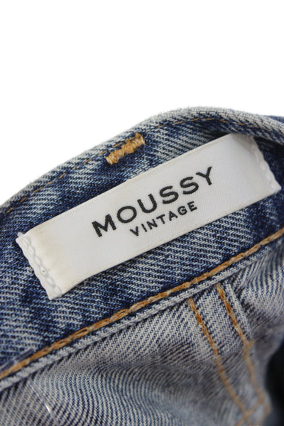 Moussy Womens Boyfriend Cropped Blue Jeans Mid Rise Cotton Inseam 27 Size 25