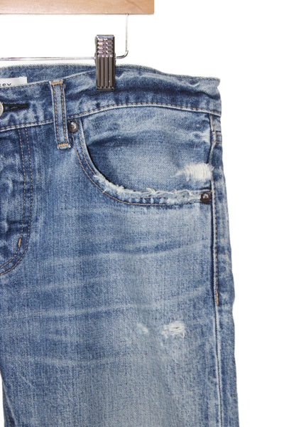 Moussy Unisex Straight Cropped Jeans Blue Denim Mid Rise Size 25