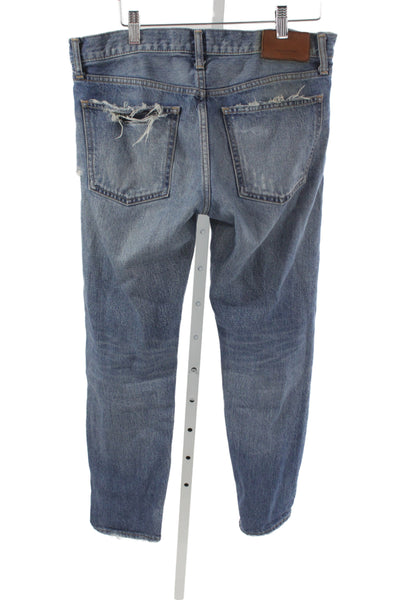 Moussy Unisex Straight Cropped Jeans Blue Denim Mid Rise Size 25