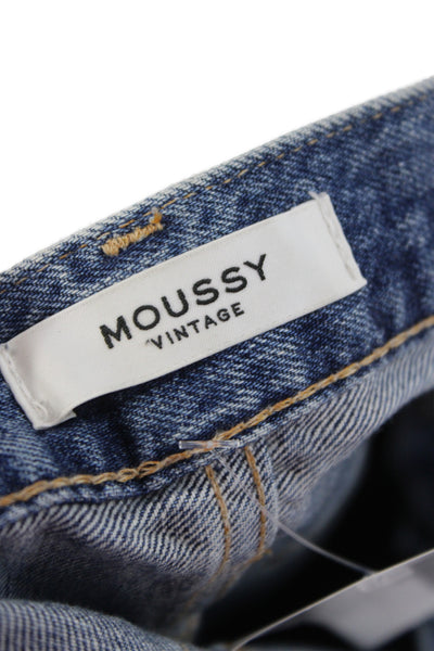 Moussy Unisex Straight Cropped Jeans Blue Denim Mid Rise Size 25