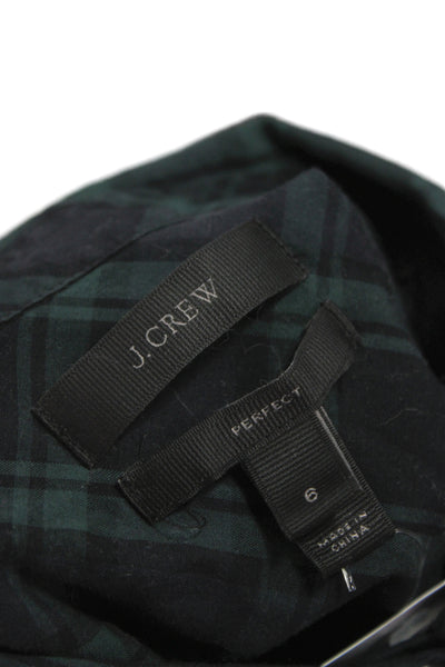 J Crew Womens Dark Blue Plaid Collared Button-Up Long Sleeve Cotton Top Size 6
