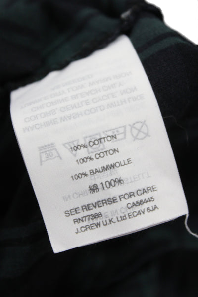 J Crew Womens Dark Blue Plaid Collared Button-Up Long Sleeve Cotton Top Size 6