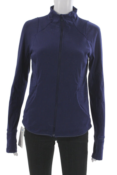 Lululemon Women Windbreaker High Neck Zip Dark Blue Polyester Size 2