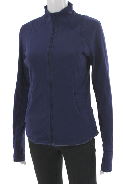 Lululemon Women Windbreaker High Neck Zip Dark Blue Polyester Size 2