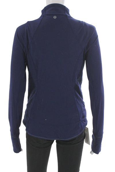 Lululemon Women Windbreaker High Neck Zip Dark Blue Polyester Size 2