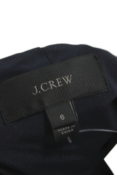 J Crew Womens Dark Blue Silk V-Neck Sleeveless Jumpsuit Size 6