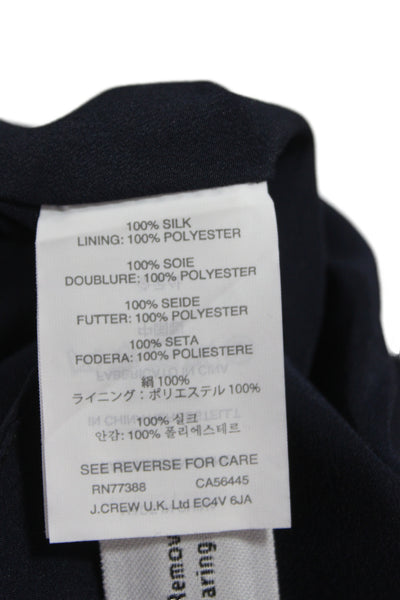 J Crew Womens Dark Blue Silk V-Neck Sleeveless Jumpsuit Size 6