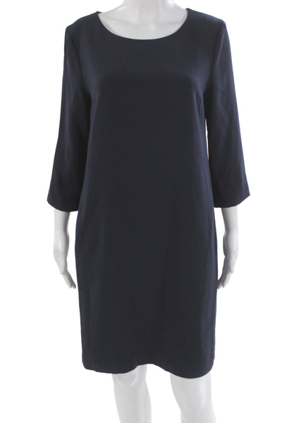 Theory Womens Shift Dress Dark Blue Round Neck 3/4 Sleeve Size M