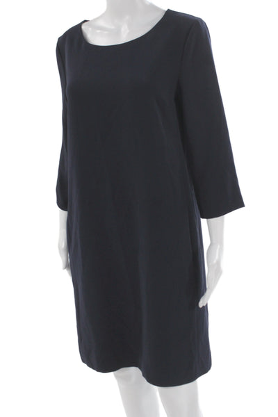 Theory Womens Shift Dress Dark Blue Round Neck 3/4 Sleeve Size M