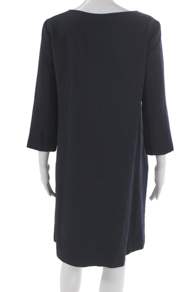 Theory Womens Shift Dress Dark Blue Round Neck 3/4 Sleeve Size M