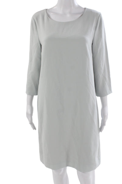 Theory Women Gray Shift Shirt Dress 3/4 Sleeve Cotton Polyester Size M