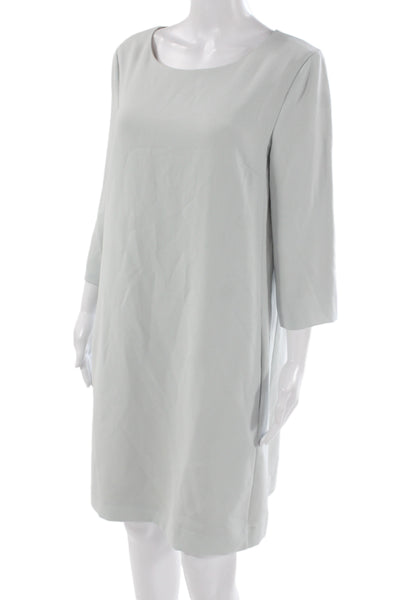 Theory Women Gray Shift Shirt Dress 3/4 Sleeve Cotton Polyester Size M