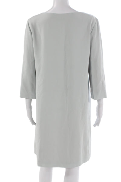 Theory Women Gray Shift Shirt Dress 3/4 Sleeve Cotton Polyester Size M