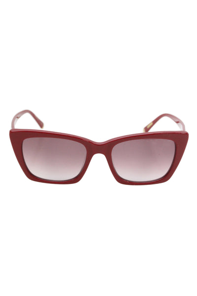 Kate Young For Tura Womens Red Gold Tone Plastic Cats Eye Sunglasses