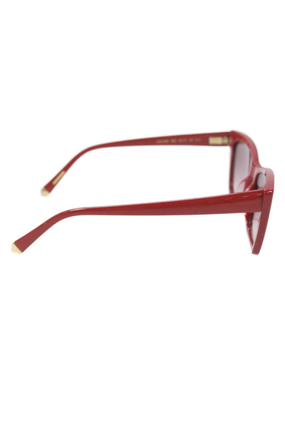 Kate Young For Tura Womens Red Gold Tone Plastic Cats Eye Sunglasses