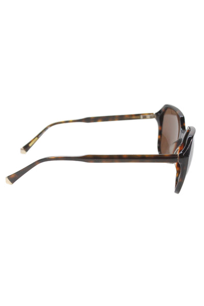 Kate Young For Tura Womens Brown Plastic Large Angle Rounded Sunglasses
