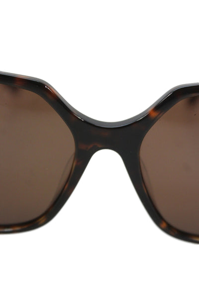 Kate Young For Tura Womens Brown Plastic Large Angle Rounded Sunglasses