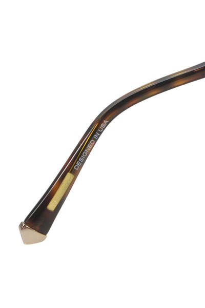 Kate Young For Tura Womens Brown Plastic Large Angle Rounded Sunglasses