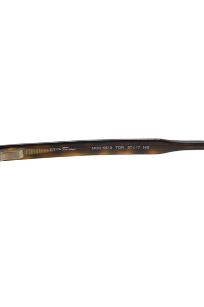 Kate Young For Tura Womens Brown Plastic Large Angle Rounded Sunglasses