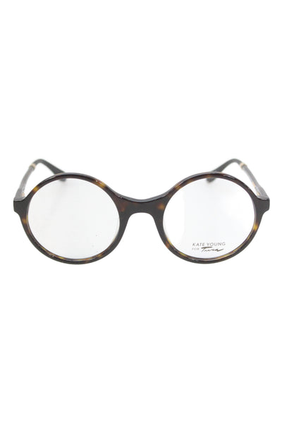 Kate Young For Tura Womens Tortoise Shell Print Round Eyeglass Frames Brown