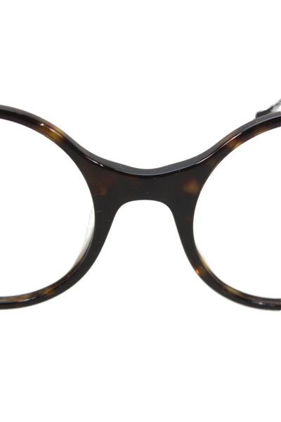 Kate Young For Tura Womens Tortoise Shell Print Round Eyeglass Frames Brown