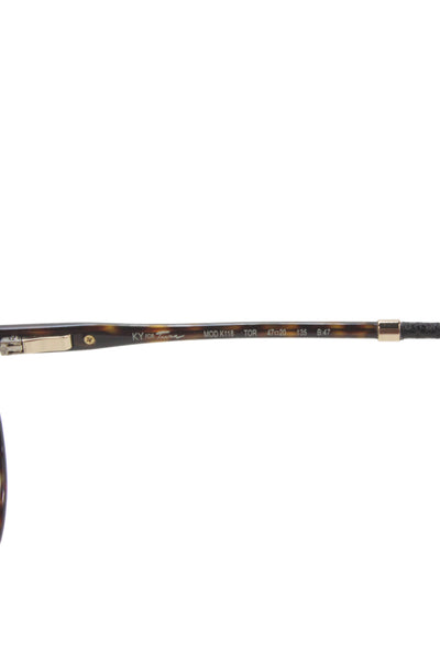 Kate Young For Tura Womens Tortoise Shell Print Round Eyeglass Frames Brown