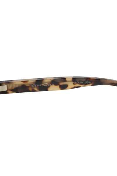 Kate Young For Tura Womens Brown Plastic Printed Cats Eye Sunglasses