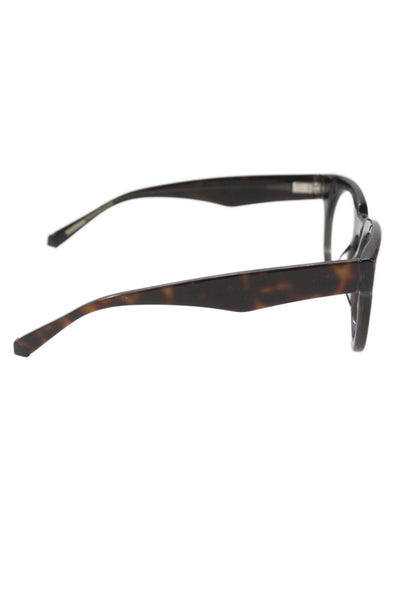 Kate Young For Tura Womens Brown Tortoise Shell Print Round Eyeglass Frames