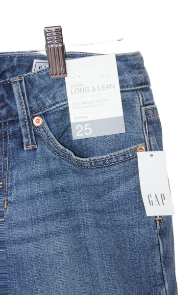 Gap Womens Bootcut Blue Jeans Low Rise Cotton 30in Inseam Size 25