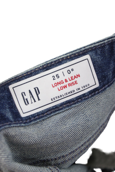 Gap Womens Bootcut Blue Jeans Low Rise Cotton 30in Inseam Size 25